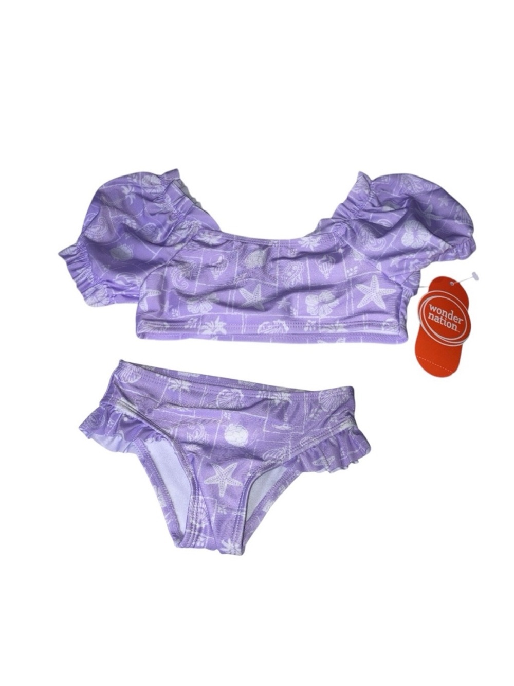 Wonder Nation Purple Sea Shore RashGuard Bikini